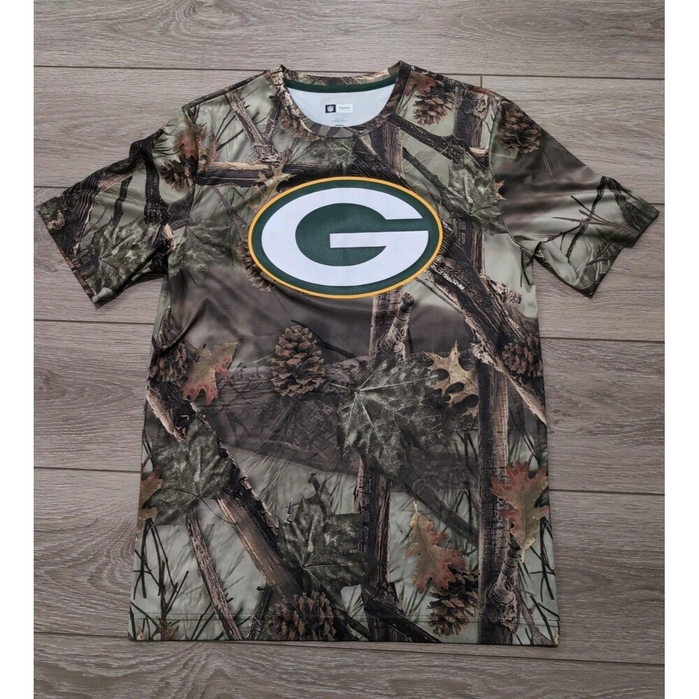GREEN BAY PACKERS NFL TEAM APPAREL SHORT SLEEVE TX3 COOL CAMO T-SHIRT MENS M EUC